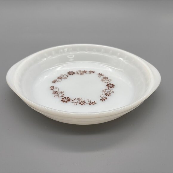 Vintage Dynaware Pyr-O-Rey Brown Daisy Pattern Pie Plate Dish - Picture 1 of 8